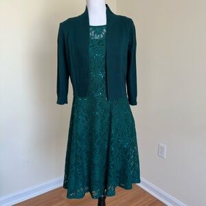 Ronni Nicole || Woman’s  lace / sequins Dress with Matching Cardigan Sz 6